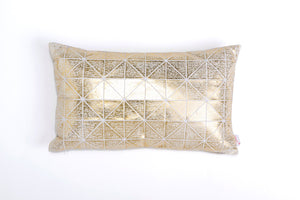Metallic Foil Print On Fabric Linen 19.5x11.8 Inch White Print On White Fabric, Coated With Gold Foil, Bling cushion