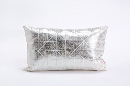 Metallic Foil Print On Fabric Linen 19.5x11.8 Inch White Print On White Fabric, Coated With Silver Foil, Bling cushion