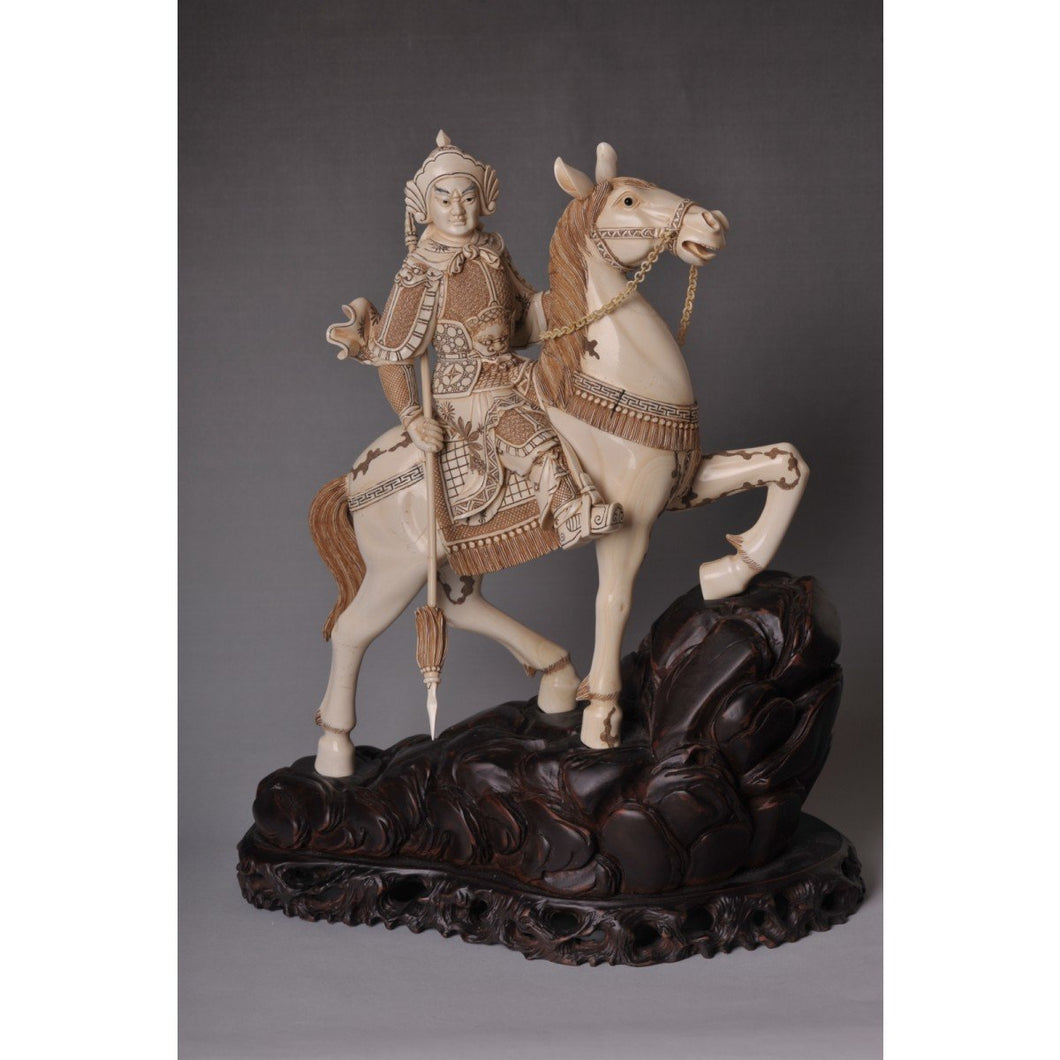 Mammoth Ivory- Horse with Warrior Rider