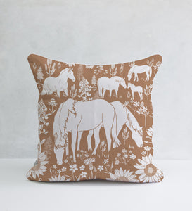 Decorative Pillow -  Brown Horses